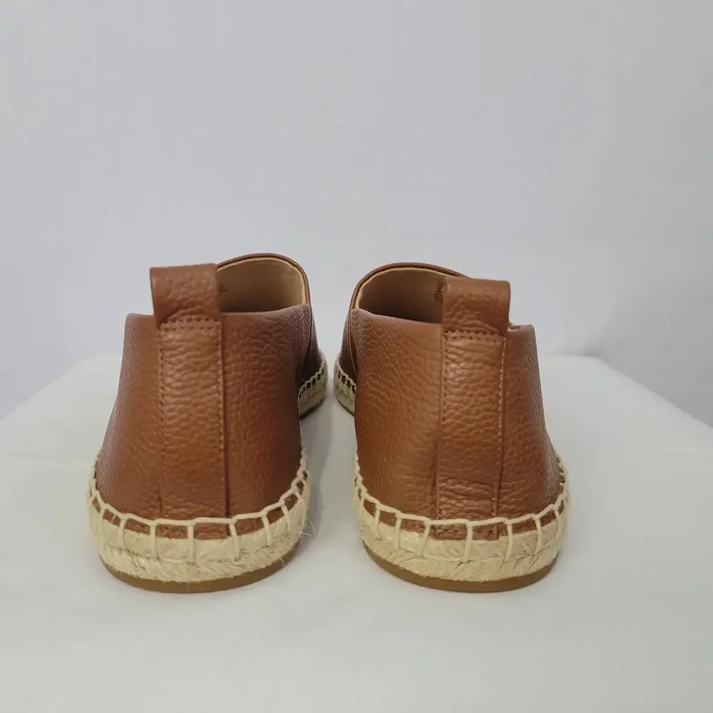 Lauren Ralph Lauren Camryn Tumbled Leather Espadrille size in 10 Deep Saddle Tan
